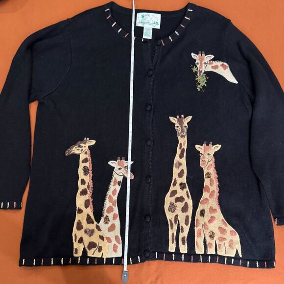 RARE The Quacker Factory Giraffe Beaded Button Cardigan Sweater, Size 1X - Picture 2 of 13